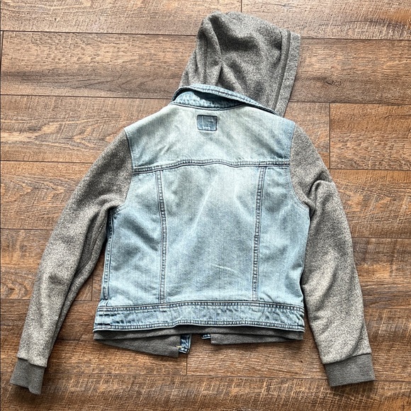 Denim and Sweatshirt Hooded Jacket - Picture 5 of 5